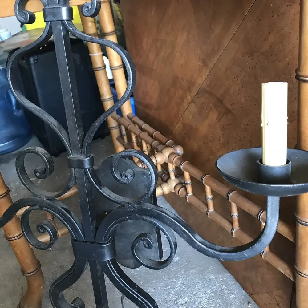 LARGE 1920S STYLE WROUGHT IRON SPANISH REVIVAL HOME WALL DOUBLE SCONCE LAMP
